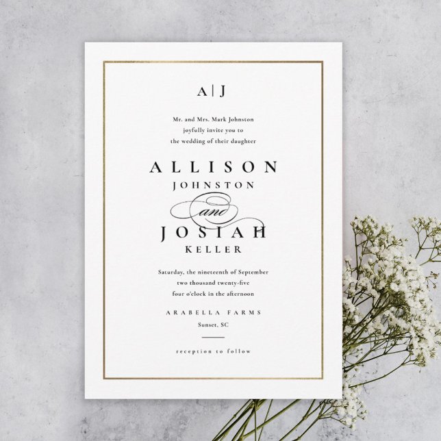 Elegant Monogram Gold Wedding Invitation (Creator Uploaded)