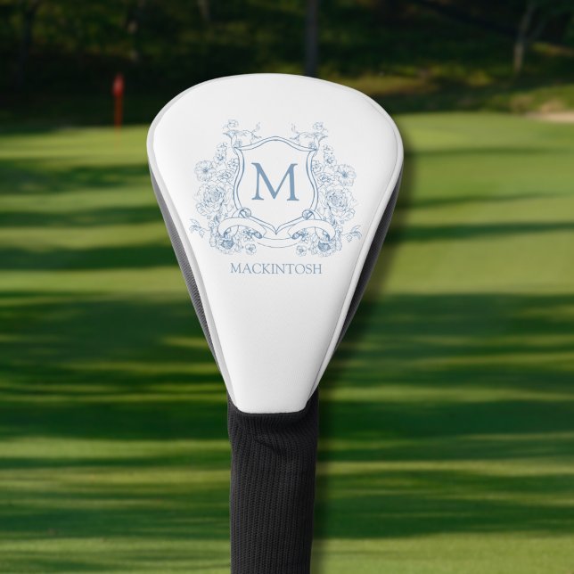 Elegant Monogram Golf Head Cover (elegant personalized floral monogrammed name initial golf head cover)