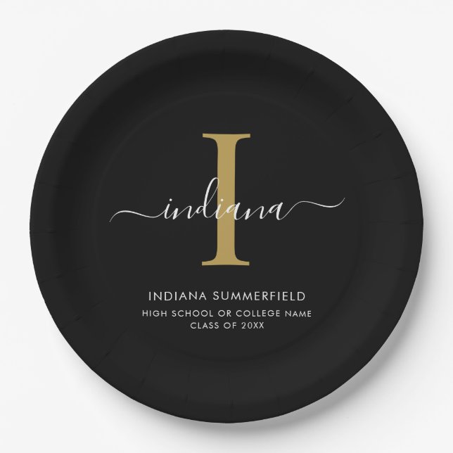 Elegant Monogram Graduation 2026 Party Paper Plate (Front)