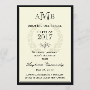 Elegant Monogram Graduation Announcement