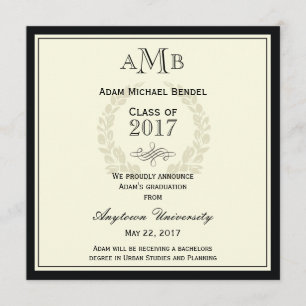 Elegant Monogram Graduation Announcement
