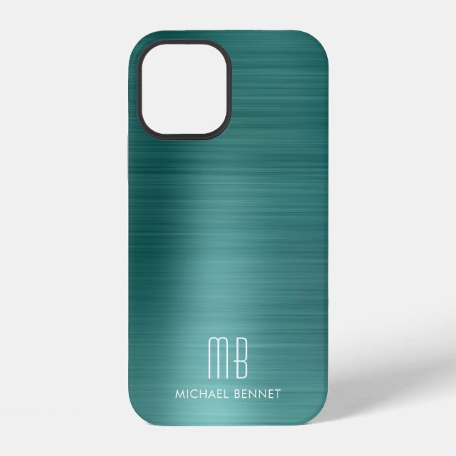 Elegant Monogram Green iPhone Case (Back)