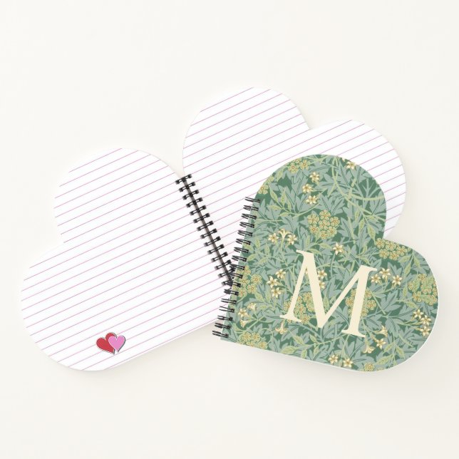 Elegant Monogram Green Jasmine Floral Notebook (Inside)