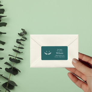 Elegant Monogram Green  Jewel Tone Return Address Label