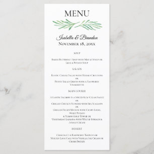 Elegant Monogram Greenery Wedding Menu