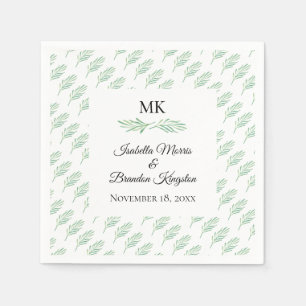 Elegant Monogram Greenery Wedding Napkin