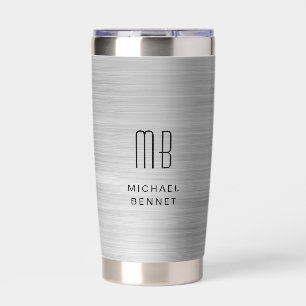 Elegant Monogram Grey Insulated Tumbler