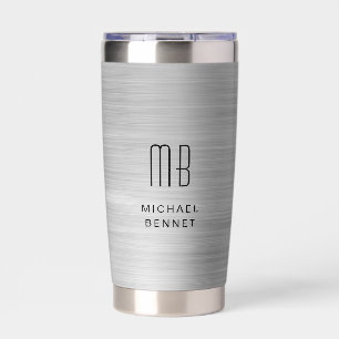 Elegant Monogram Grey Insulated Tumbler