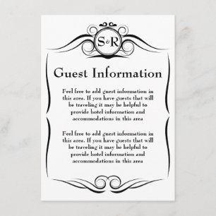Elegant Monogram Guest Information Card