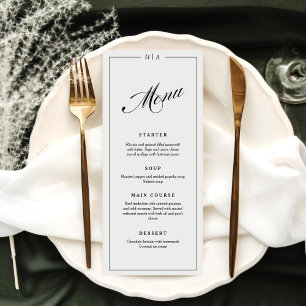 Elegant Monogram Handwriting Wedding Dinner  Menu