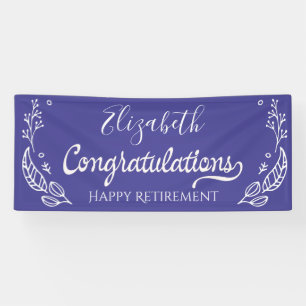 Elegant Monogram Happy Retirement Blue Banner