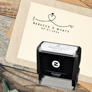 Elegant Monogram Heart Couple Initials Wedding Self-inking Stamp