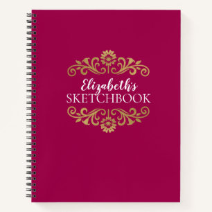 Elegant Monogram Hot Pink Sketchbook Notebook