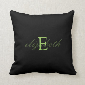 Elegant Monogram Initial Belt - Black & Lime Green Cushion