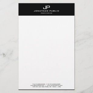 Elegant Monogram Initial Black White Template Stationery