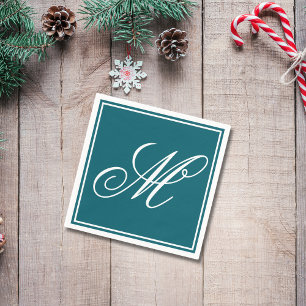 Elegant Monogram Initial Christmas Party Napkin
