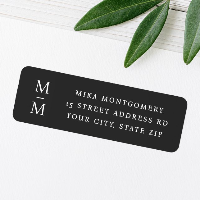 Elegant monogram initial dark grey return address (Elegant monogram initial dark gray return address label)
