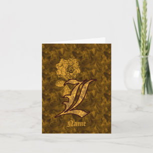 Elegant Monogram Initial L Gold Peony Personalised Note Card