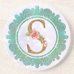 Elegant Monogram Initial Letters with Mandala Coaster