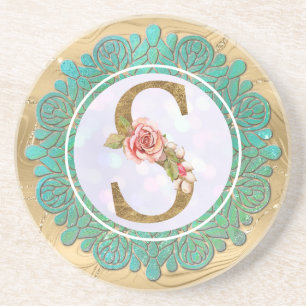 Elegant Monogram Initial Letters with Mandala Coaster