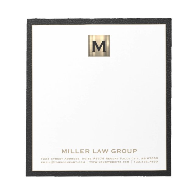 Elegant Monogram Initial Logo  Notepad (Front)