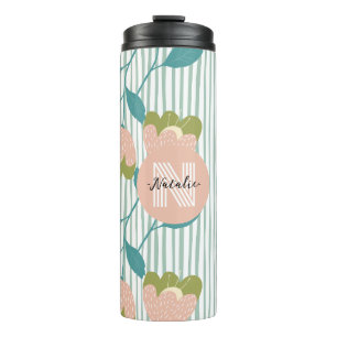Elegant monogram initial Matching colours blue pin Thermal Tumbler
