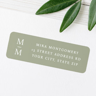 Elegant monogram initial muted sage return address