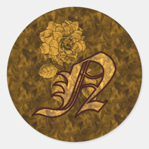 Elegant Monogram Initial N Gold Peony Sticker