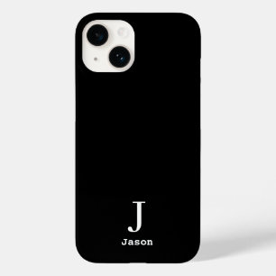 Elegant Monogram Initial Name Personalised Black Case-Mate iPhone 14 Case