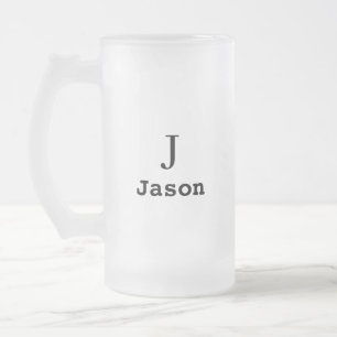 Elegant Monogram Initial Name Personalised Frosted Glass Beer Mug