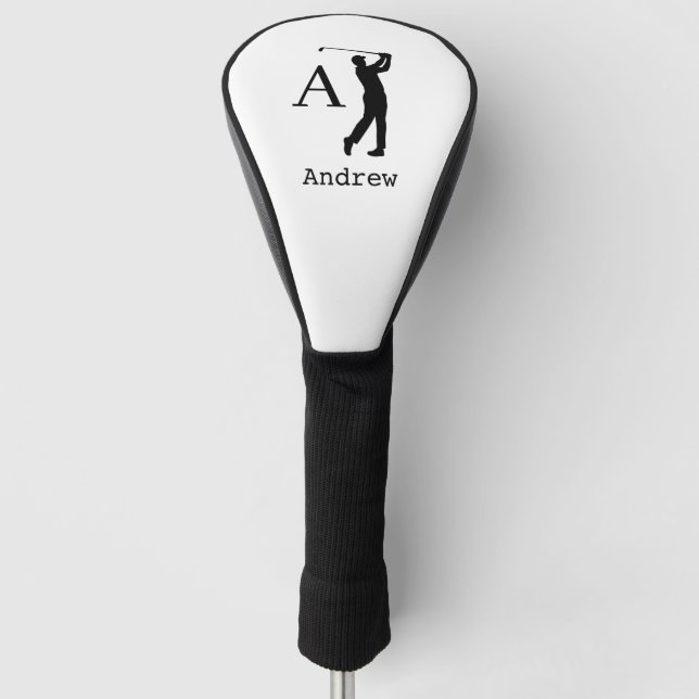 Elegant monogram initial name personalised golf head cover (Front)