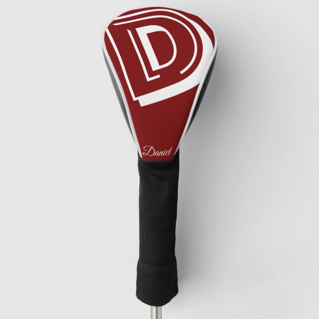 Elegant monogram initial name personalised  golf head cover (Front)