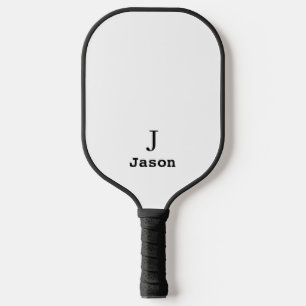 Elegant Monogram Initial Name Personalised White Pickleball Paddle
