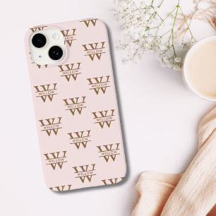 Elegant Monogram Initial Name Pink Personalised iPhone 15 Case