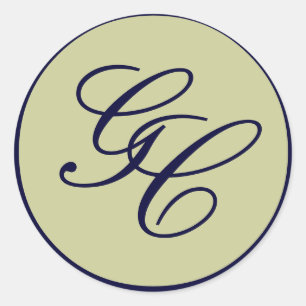 Elegant Monogram Initial Navy & Taupe Wedding Seal