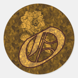 Elegant Monogram Initial O Gold Peony Flower Classic Round Sticker
