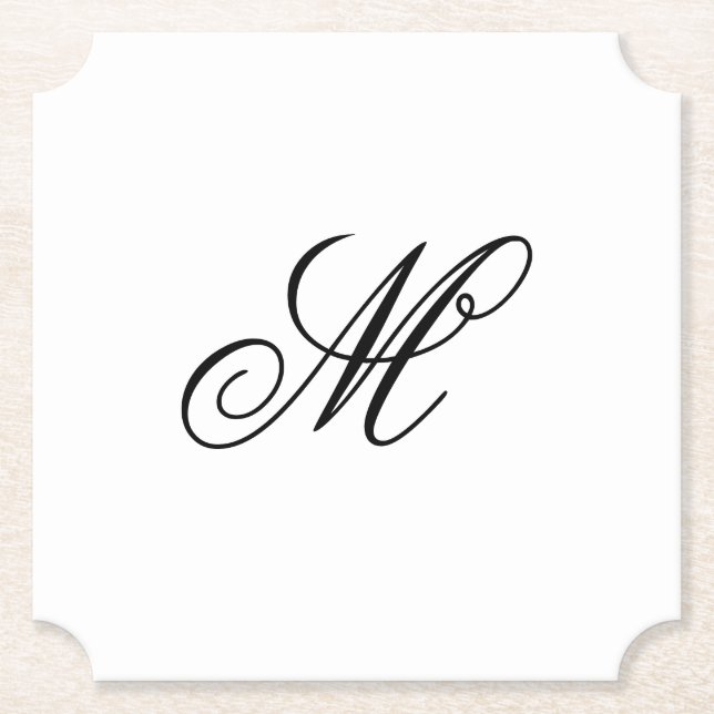Elegant Monogram Initial  Paper Coaster (Front)