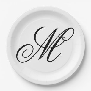 Elegant Monogram Initial  Paper Plate