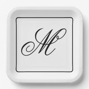 Elegant Monogram Initial Paper Plate