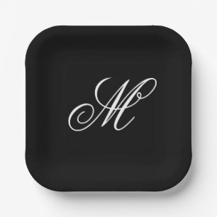 Elegant Monogram Initial Paper Plate
