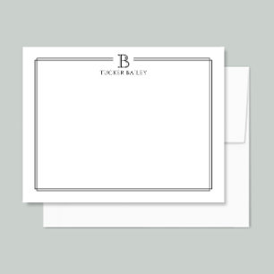 Elegant Monogram Initial Professional Black White Card