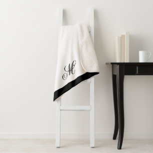 Elegant Monogram Initial Sherpa Blanket