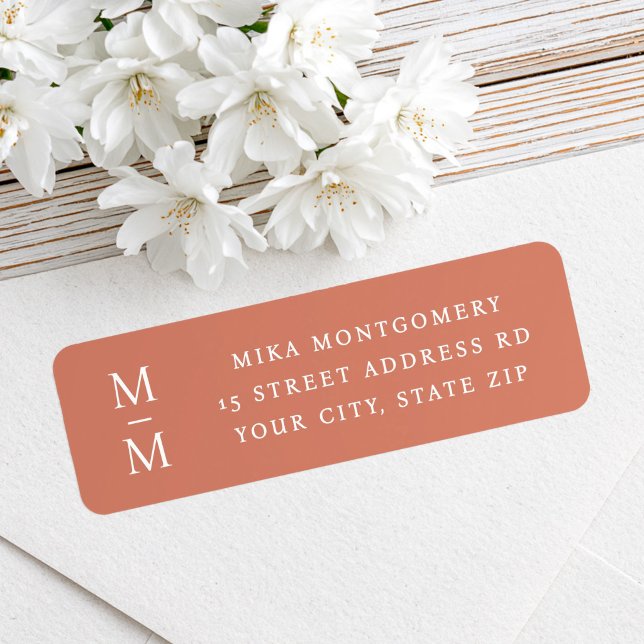 Elegant monogram initial terracotta return address (Elegant monogram initial terracotta return address label)