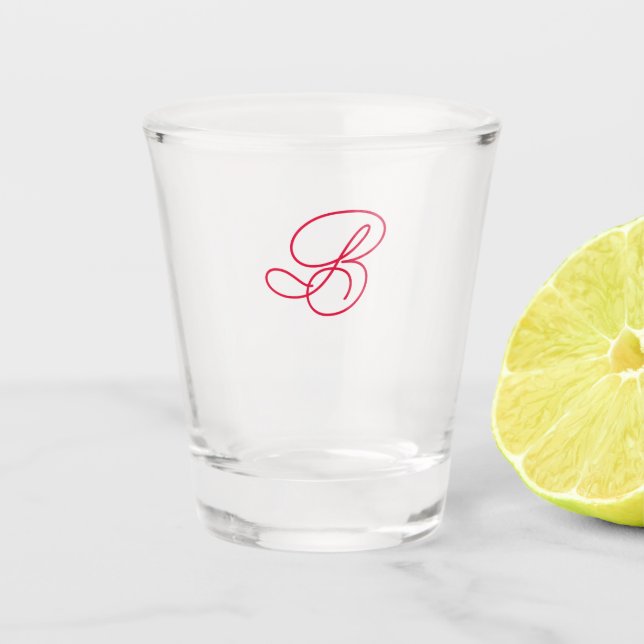 Elegant Monogram Initial Typography Logo  Shot Glass (Front)