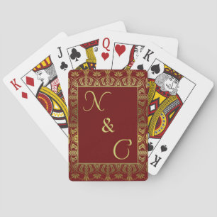 elegant monogram initialled playing cards deck gol