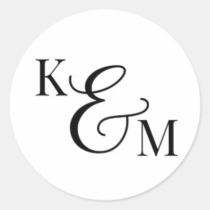 Elegant Monogram Initials Ampersand Wedding Classic Round Sticker