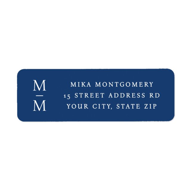Elegant monogram initials dark blue return address (Front)