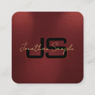 Elegant Monogram Initials Gold Color Text Square Business Card