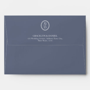 Elegant Monogram Initials Grey Blue Return Address Envelope