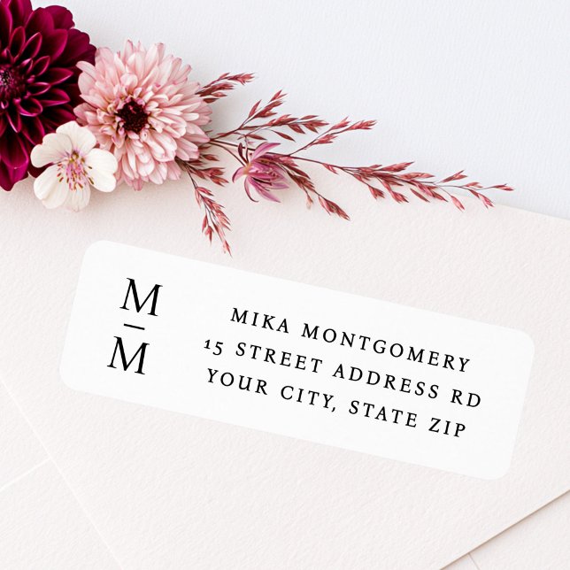 Elegant monogram initials minimal return address (Elegant monogram initials minimal return address label)